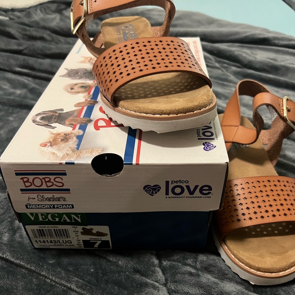 BOBS from Skechers Tan Sandals with Woven Design